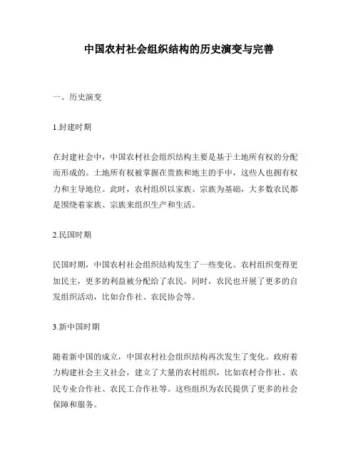 中国农村社会组织结构的历史演变与完善