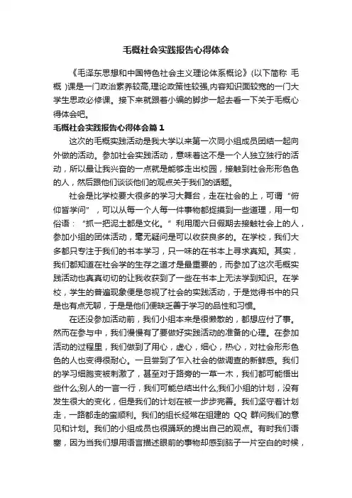 毛概社会实践报告心得体会