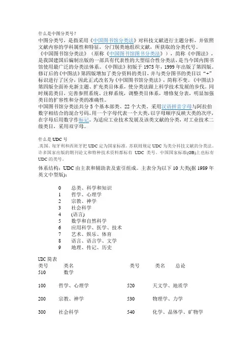 中图分类号和UDC号