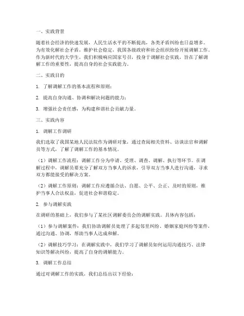 调解社会实践报告