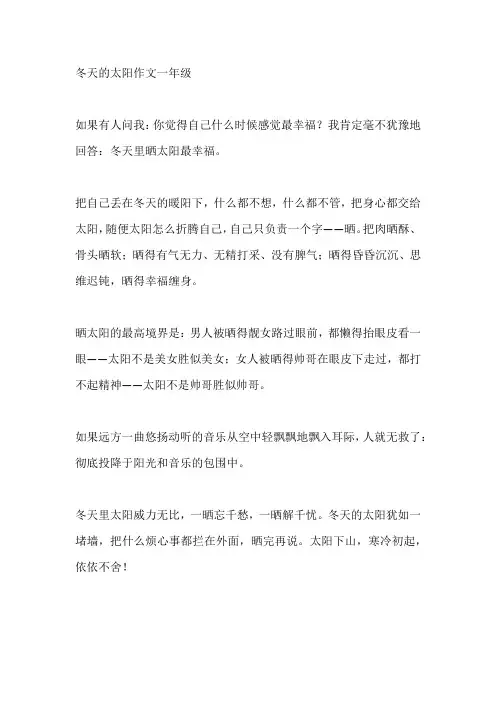 冬天的太阳作文一年级