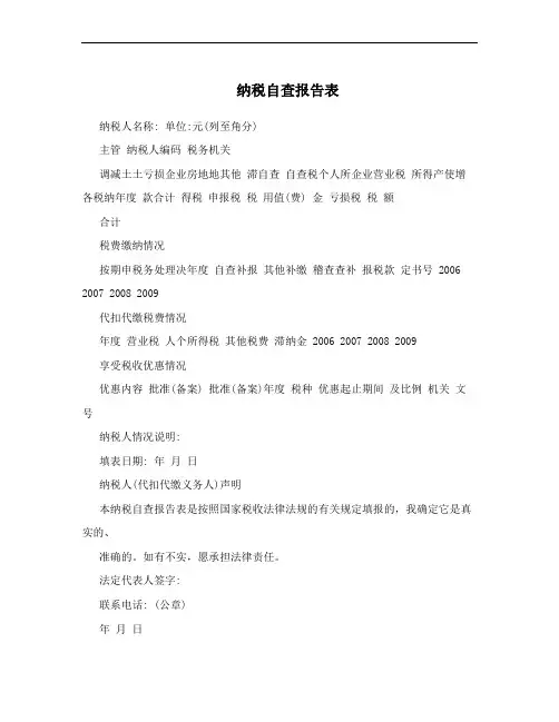 纳税自查报告表