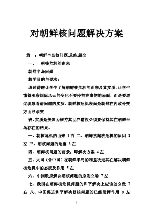 对朝鲜核问题解决方案