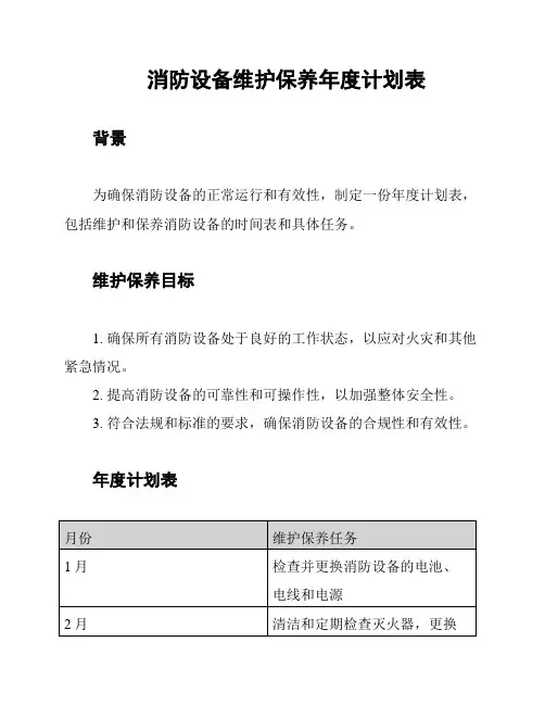 消防设备维护保养年度计划表