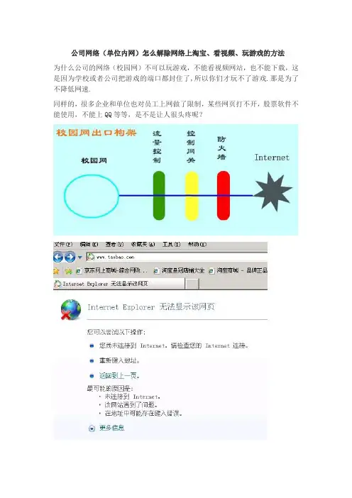 公司网络(单位内网)怎么解除网络上淘宝、看视频、玩游戏的方法
