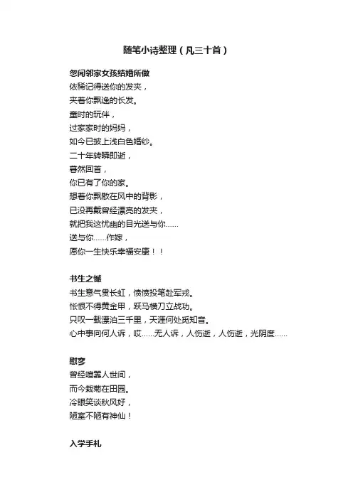 随笔小诗整理（凡三十首）
