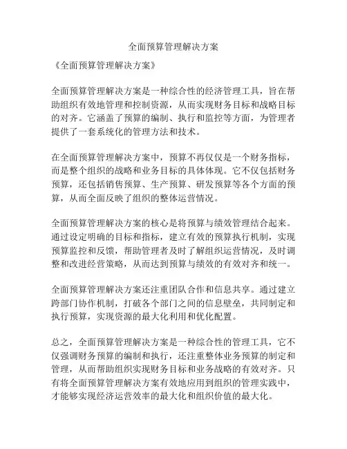 全面预算管理解决方案