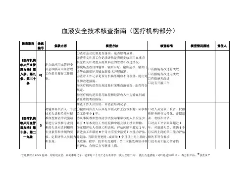 血液安全技术核查指南(医疗机构部分)-最终版9.17