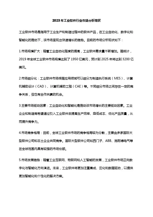 2023年工业软件行业市场分析现状