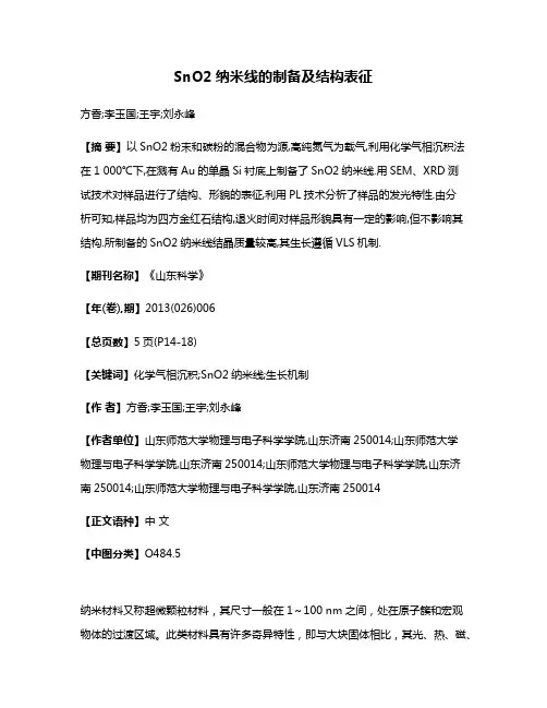 SnO2纳米线的制备及结构表征