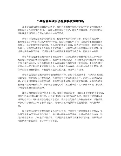 小学综合实践活动有效教学策略浅析