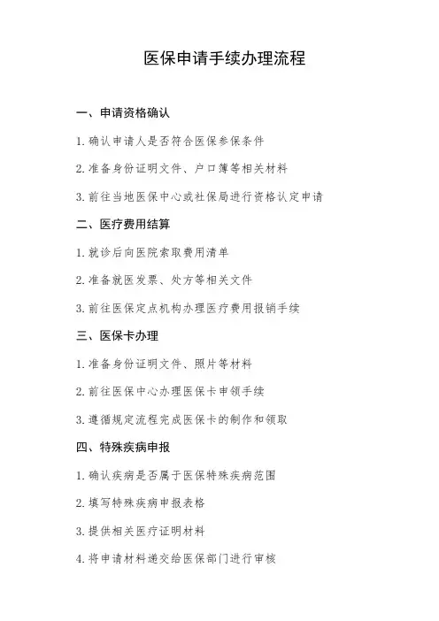 医保申请手续办理流程