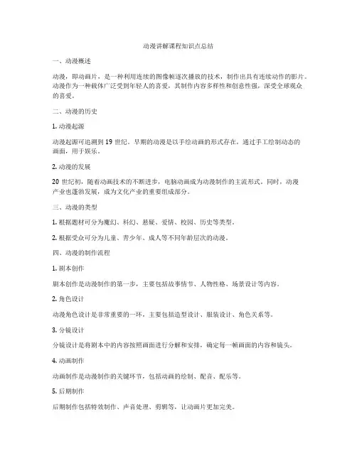 动漫讲解课程知识点总结