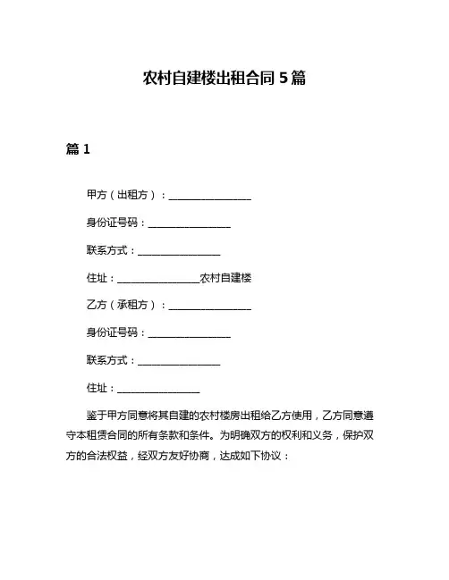 农村自建楼出租合同5篇