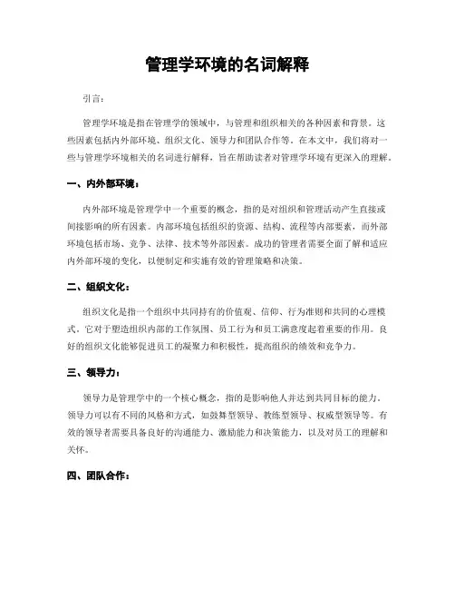 管理学环境的名词解释