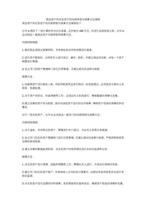 固定资产和无形资产的内部控制与核算方法案例
