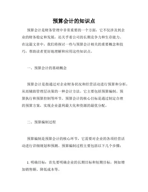 预算会计的知识点