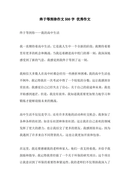 终于等到你作文500字 优秀作文