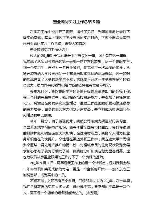 置业顾问实习工作总结5篇