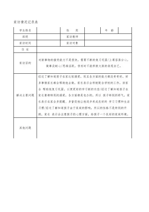 家访情况记录表