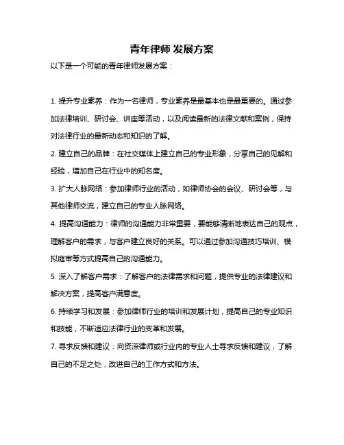 青年律师 发展方案