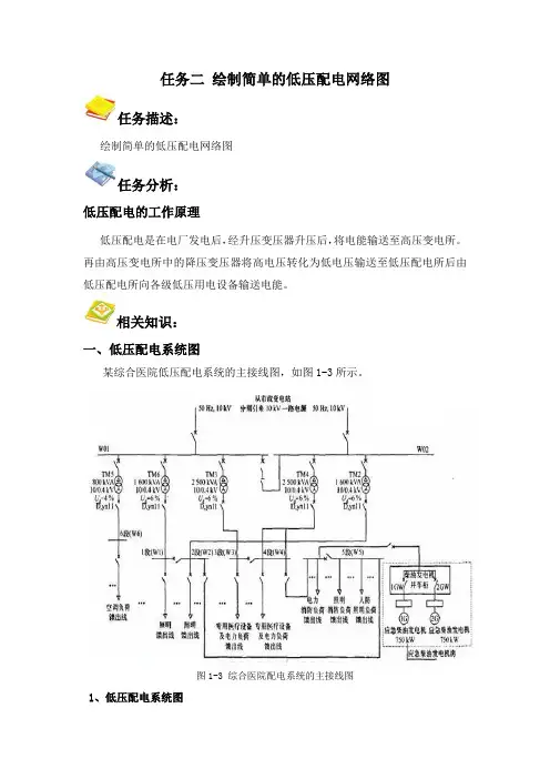 项目一 电力系统 任务二绘制简单的低压配电网络图