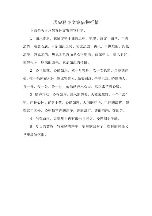 顶尖释怀文案借物抒情