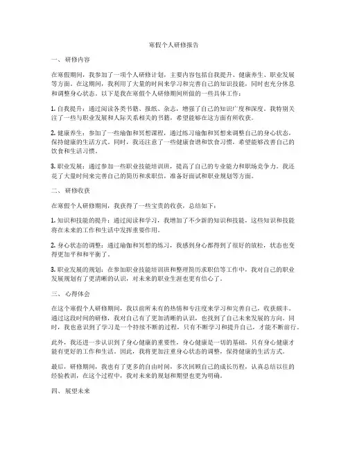 寒假个人研修报告