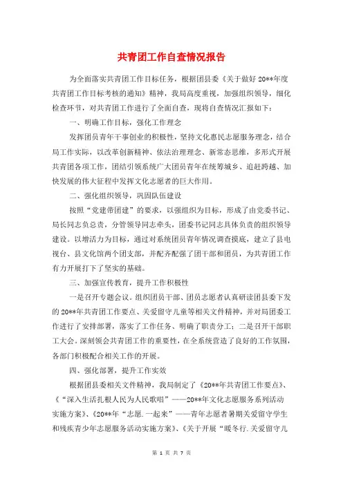 共青团工作自查情况报告与共青团脱贫攻坚自查报告汇编