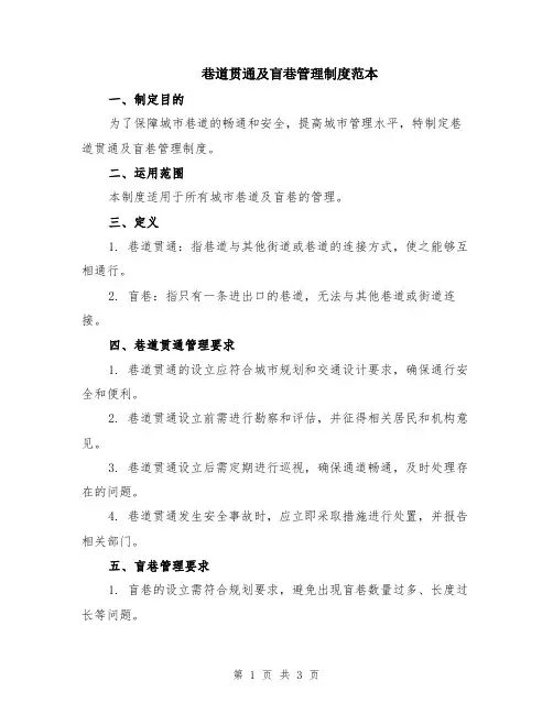 巷道贯通及盲巷管理制度范本