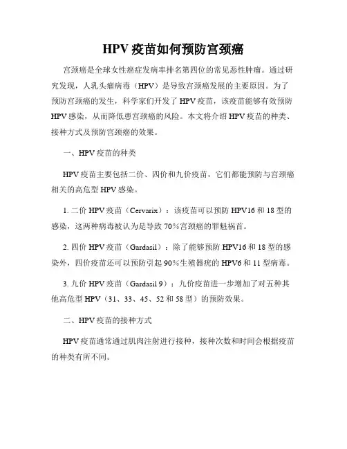 HPV疫苗如何预防宫颈癌