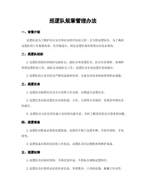 巡逻队规章管理办法