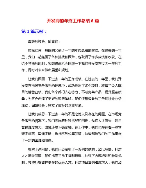 开发商的年终工作总结6篇