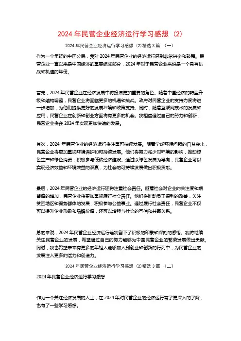 2024年民营企业经济运行学习感想3篇