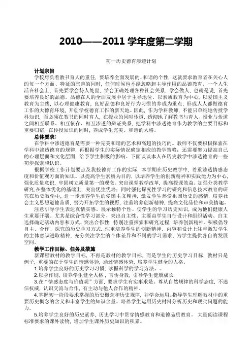 (完整word版)初一历史德育渗透计划