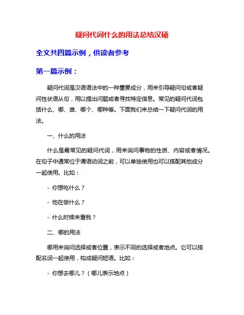 疑问代词什么的用法总结汉硕