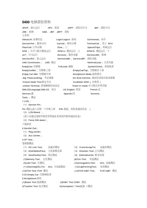 迅达5400部分调试资料说明精品资料