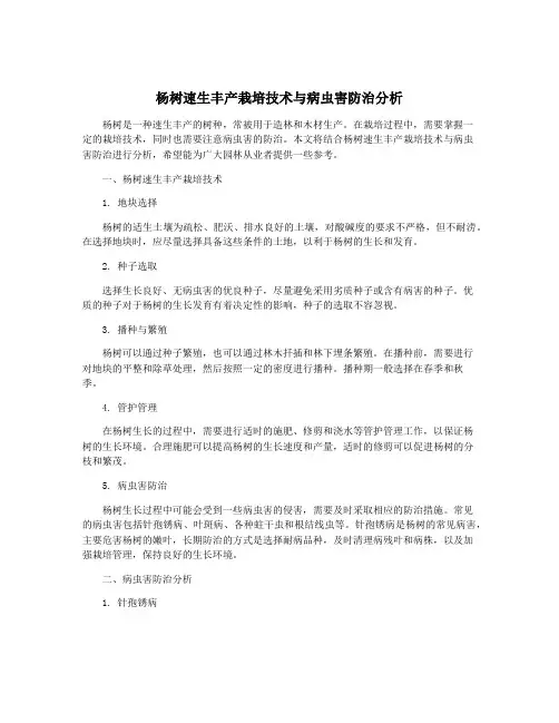 杨树速生丰产栽培技术与病虫害防治分析
