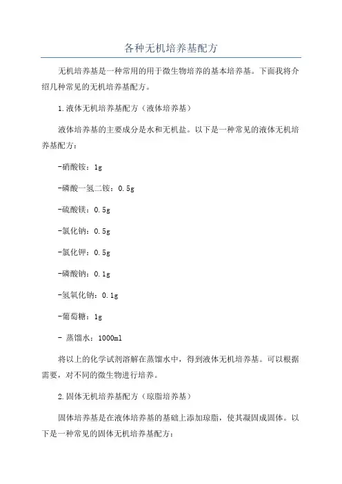 各种无机培养基配方
