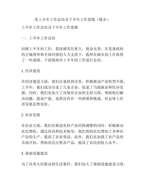 度上半年工作总结及下半年工作思路(镇乡)