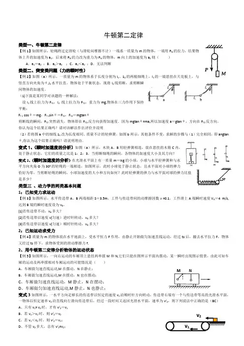 牛顿第二定律典型题型训练题