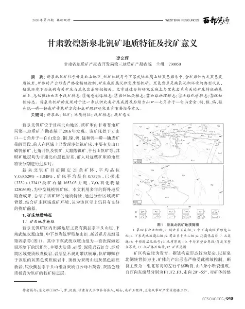 甘肃敦煌新泉北钒矿地质特征及找矿意义