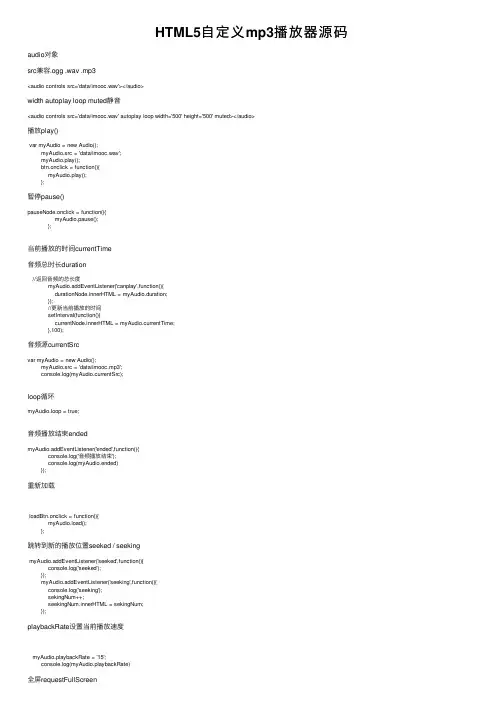 HTML5自定义mp3播放器源码