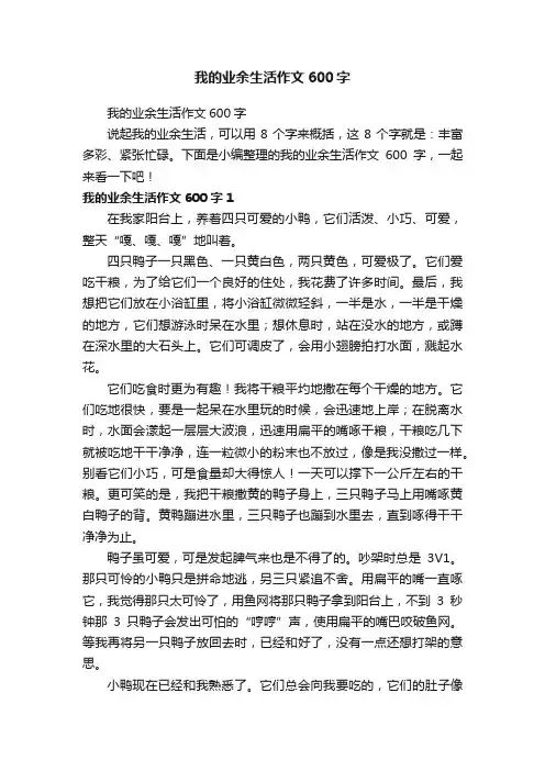 我的业余生活作文600字