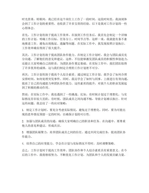 工作计划心得简写