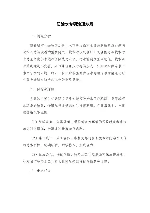 防治水专项治理方案