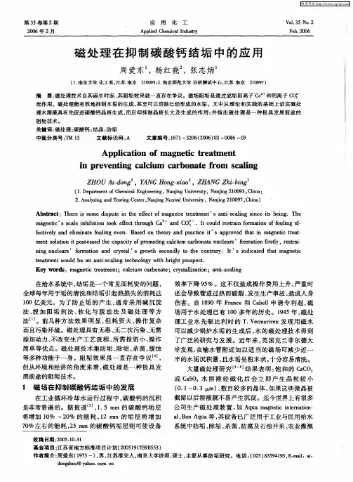 磁处理在抑制碳酸钙结垢中的应用