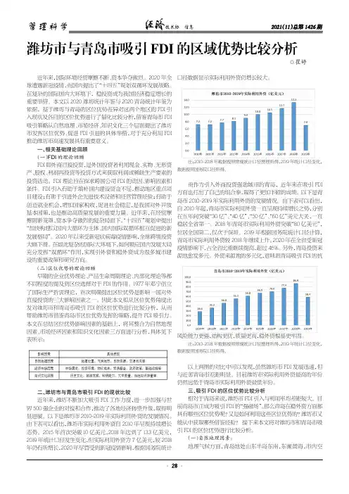 潍坊市与青岛市吸引FDI的区域优势比较分析