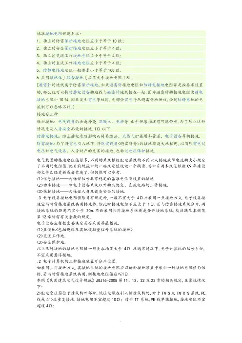 接地电阻规范方案要求