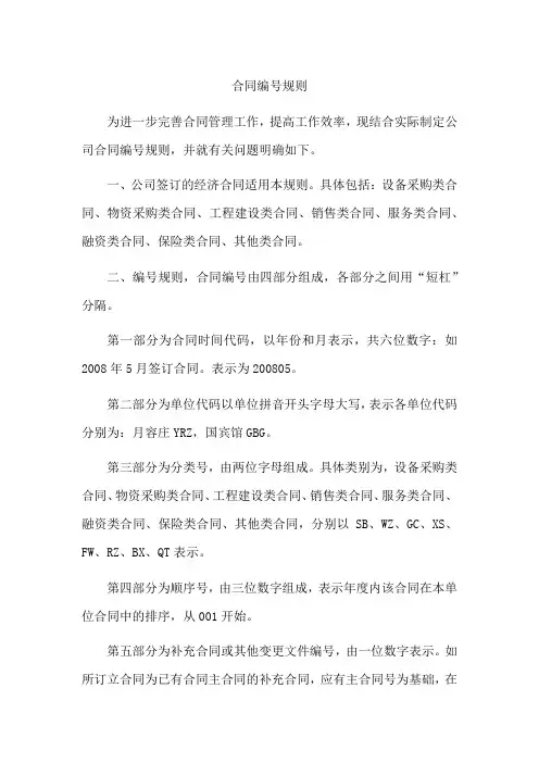 合同编号规则